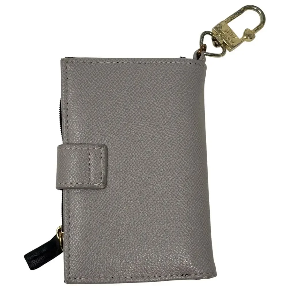 Betsey Johnson Folding Wallet with Keychain Gray Heart ID Holder Gold Hardware